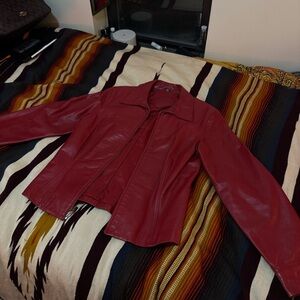 Vintage Genuine Cherry Red Women's Red Leather Jacket🍒